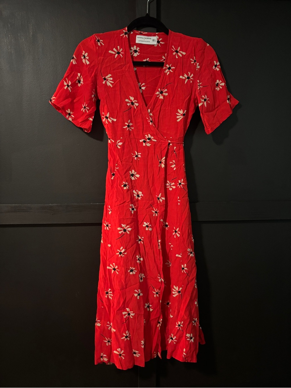 Faithfull the Brand Red Floral Wrap Maxi Dress
